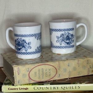 Arcopal France Honorine Blue Floral Ceramic Mugs - Set of 2